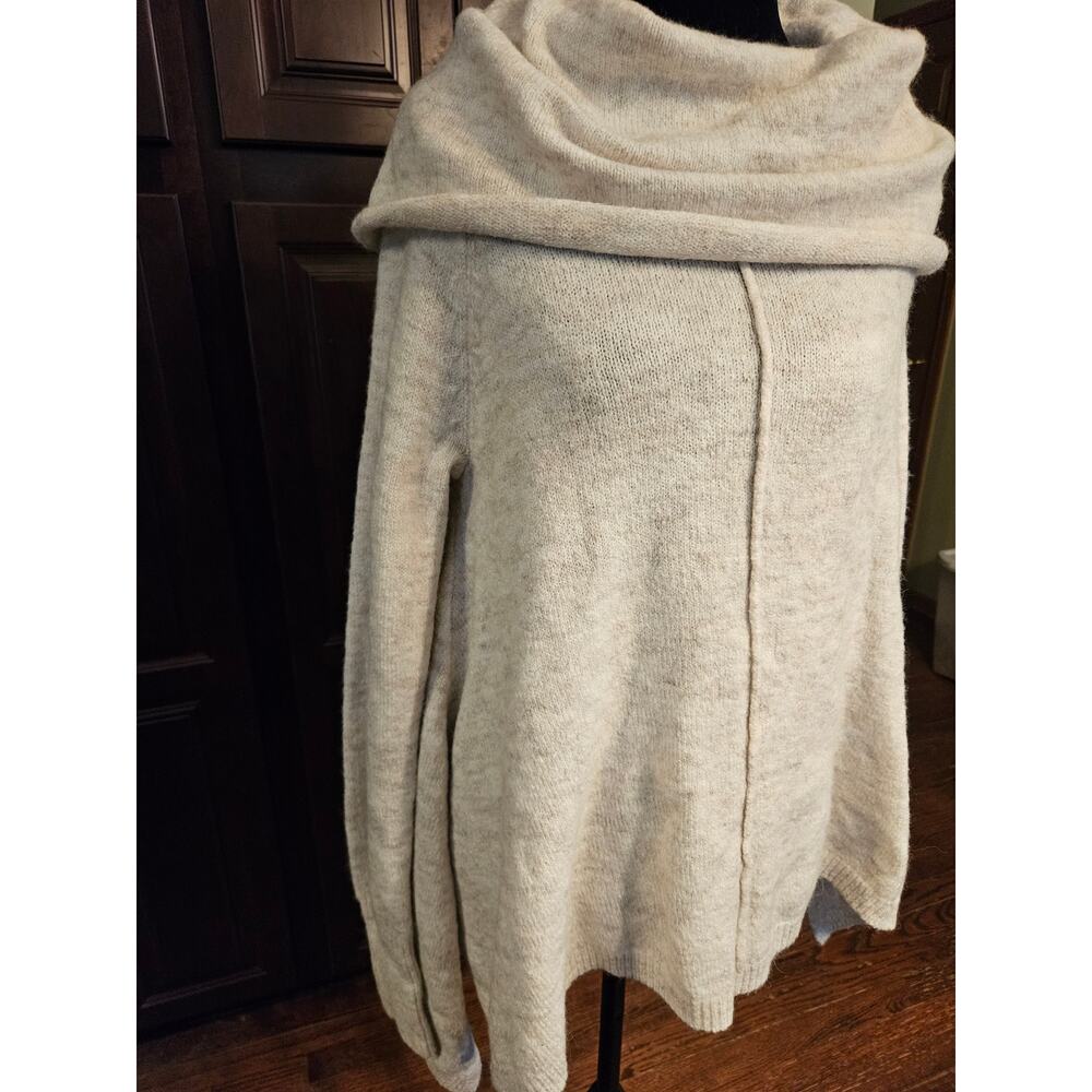 Yet Again Sweater Light Brown Small Pullover Cowlneck Alpaca Blend Side Slits
